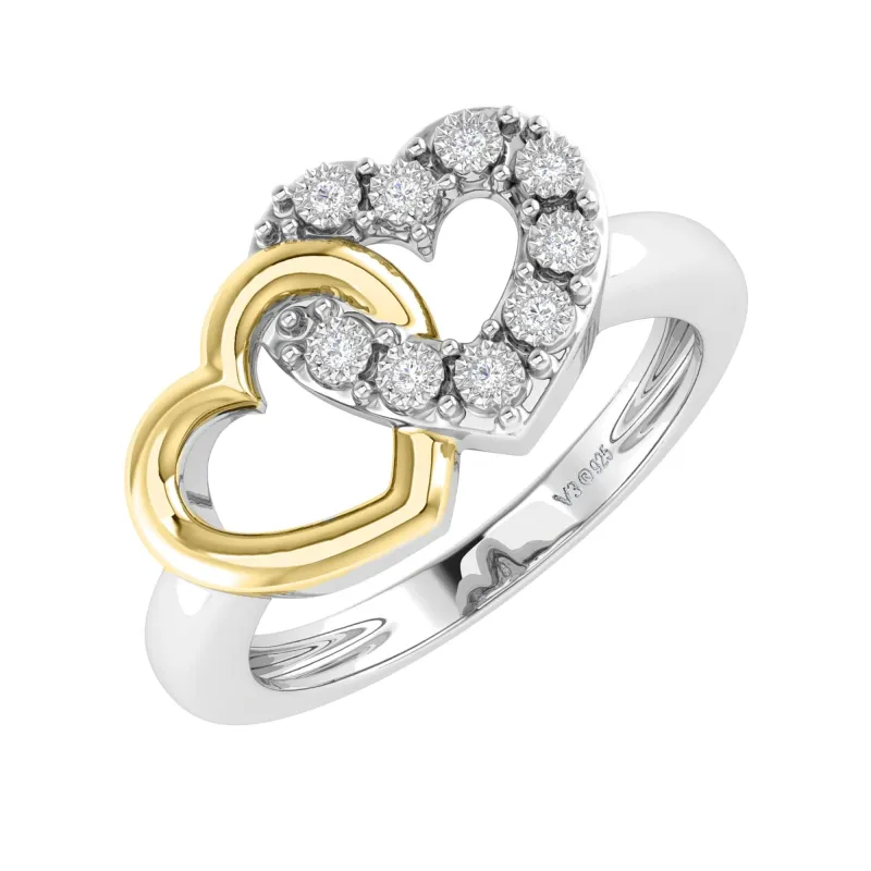 V3 Jewelry V3 Jewelry Sterling Silver Natural White Diamond Heart Ring sold by Zulily