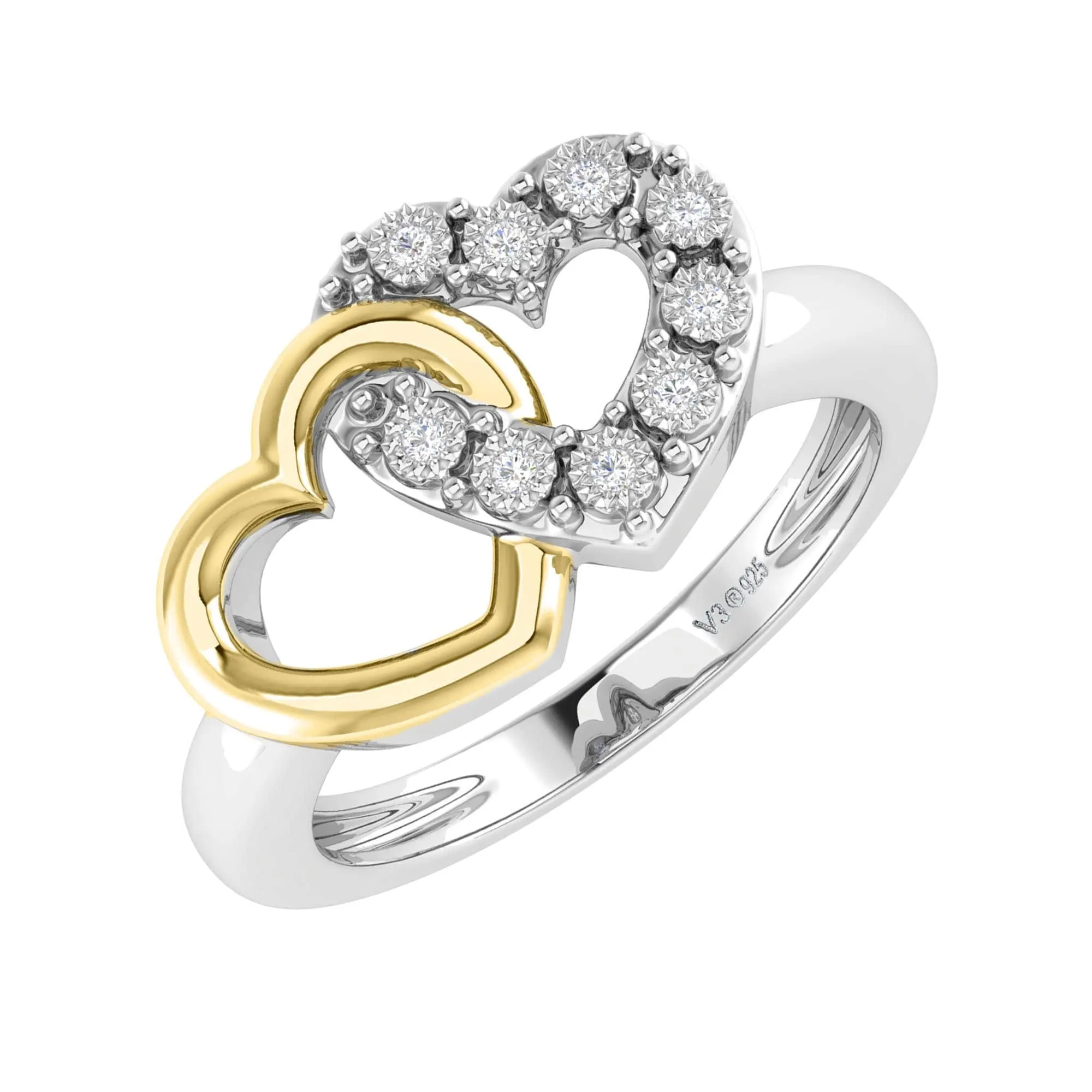 V3 Jewelry V3 Jewelry Sterling Silver Natural White Diamond Heart Ring sold by Zulily