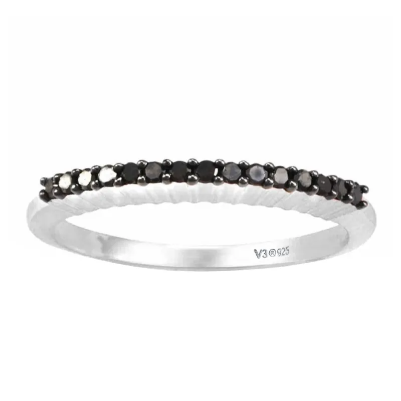 Sterling Silver Natural Black Diamond Stakable Band Ring sold by Zulily