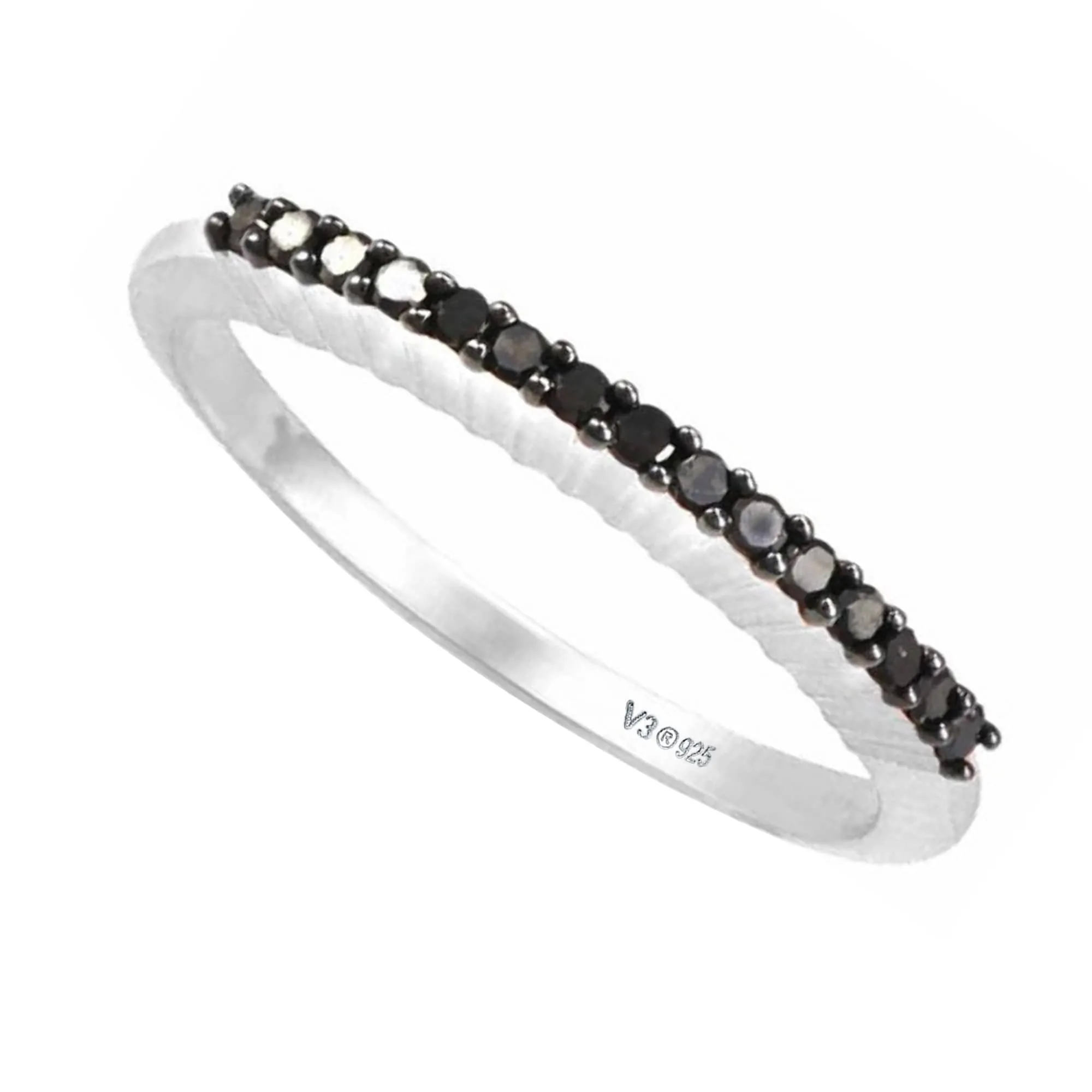 Sterling Silver Natural Black Diamond Stakable Band Ring sold by Zulily product image thumbnail 2