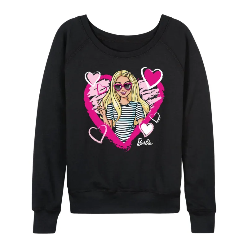 Barbie - Sketchy Hearts Barbie - Women's Lightweight French Terry Long Sleeve Shirt sold by Zulily