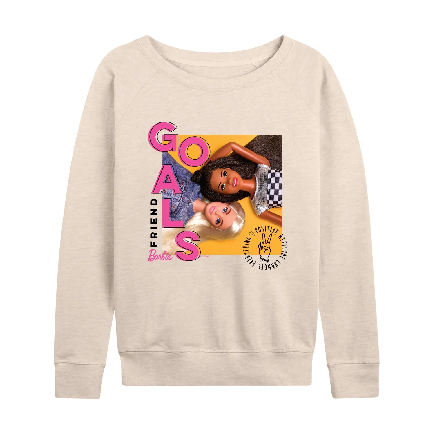 Barbie - Friend Goals - Positive Attitude Changes Everything - Women's Lightweight French Terry Long Sleeve Shirt sold by Zulily