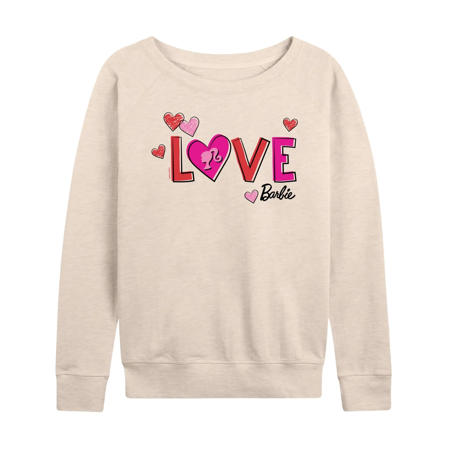 Barbie - Patterned Love - Women's Lightweight French Terry Long Sleeve Shirt sold by Zulily