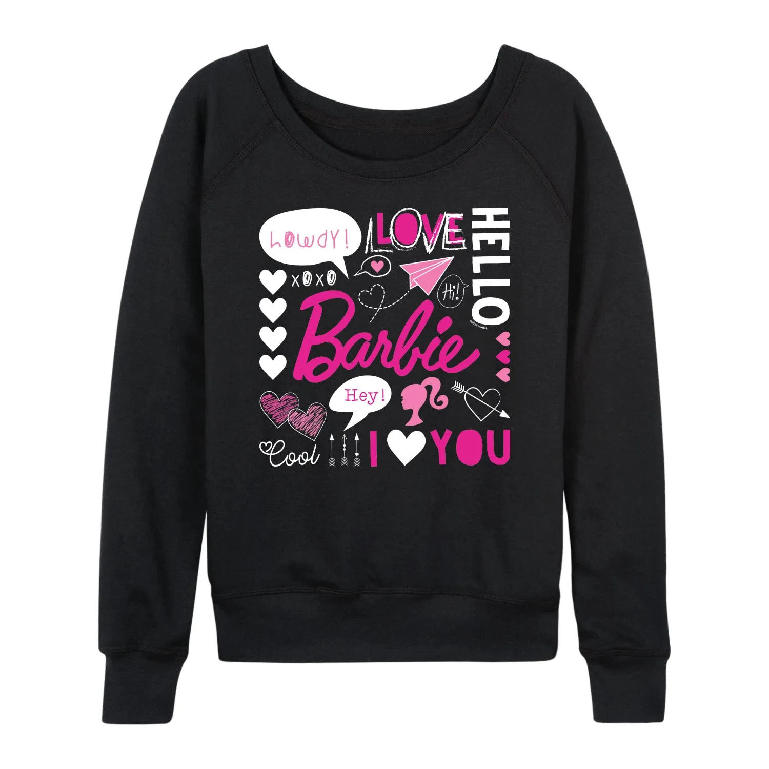 Barbie - Valentine's Collage - Women's Lightweight French Terry Long Sleeve Shirt sold by Zulily