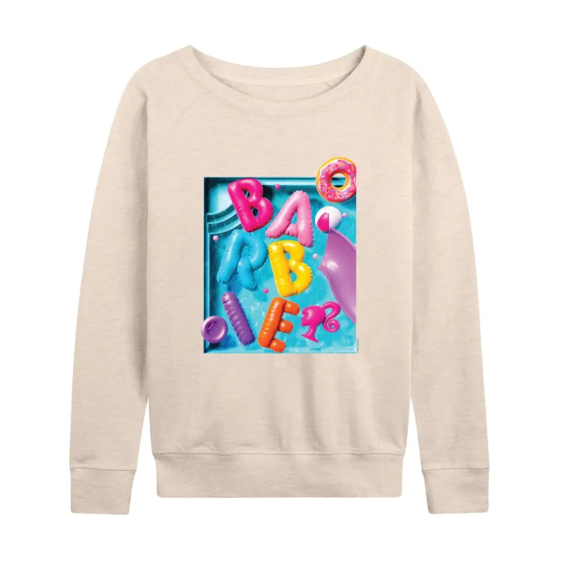 Barbie - Pool Floaties - Summer Barbie - Women's Lightweight French Terry Long Sleeve Shirt sold by Zulily