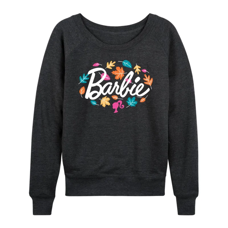Barbie - Leaves Circling Logo - Women's Lightweight French Terry Long Sleeve Shirt sold by Zulily