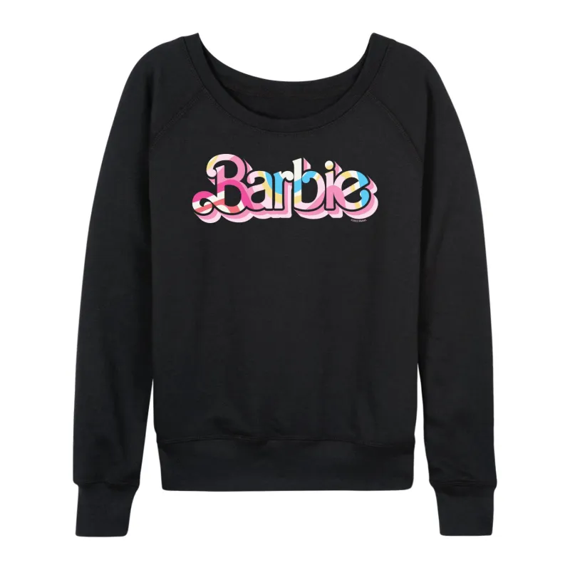 Barbie - Pastel Colored Logo - Women's Lightweight French Terry Long Sleeve Shirt sold by Zulily