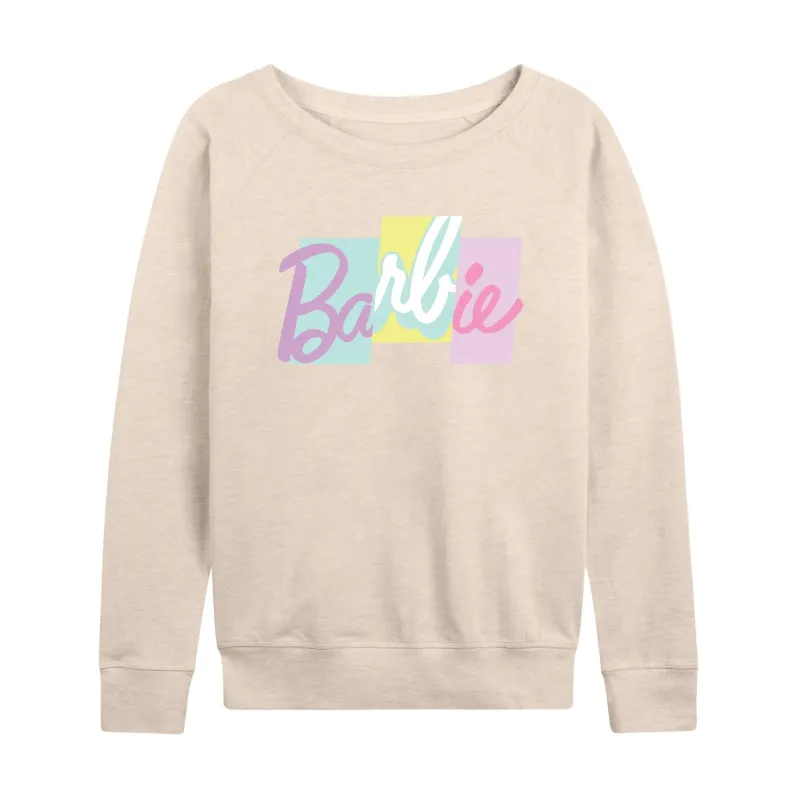 Barbie - Color Block Logo - Women's Lightweight French Terry Long Sleeve Shirt sold by Zulily