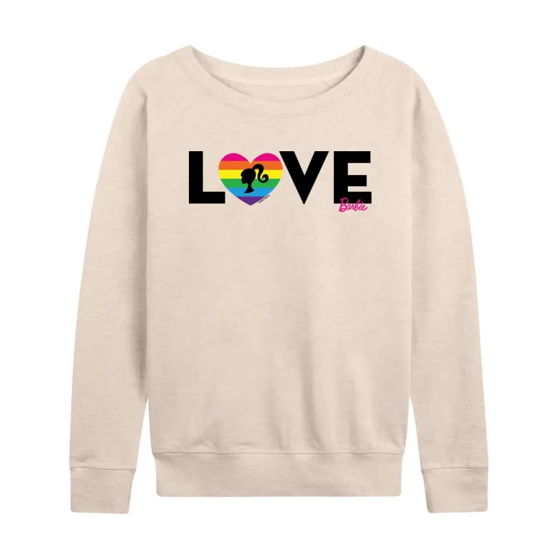 Barbie - Love - Rainbow Heart - Women's Lightweight French Terry Long Sleeve Shirt sold by Zulily