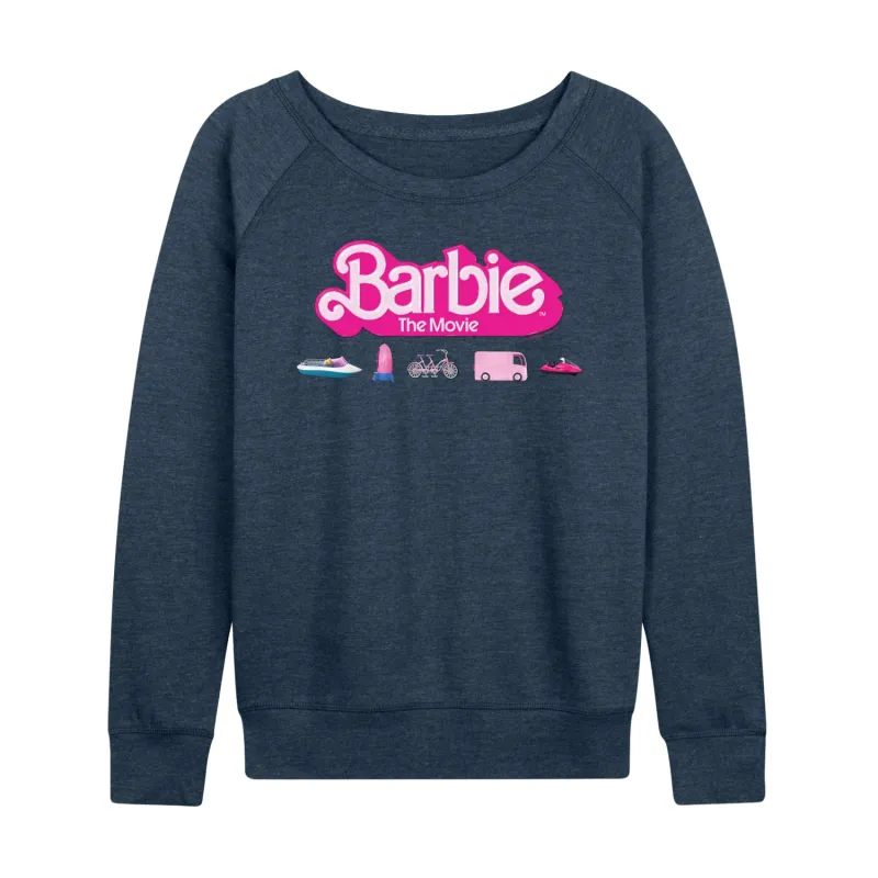 Barbie the Movie - Barbie Transportaion Vehicles - Women's Lightweight French Terry Long Sleeve Shirt sold by Zulily