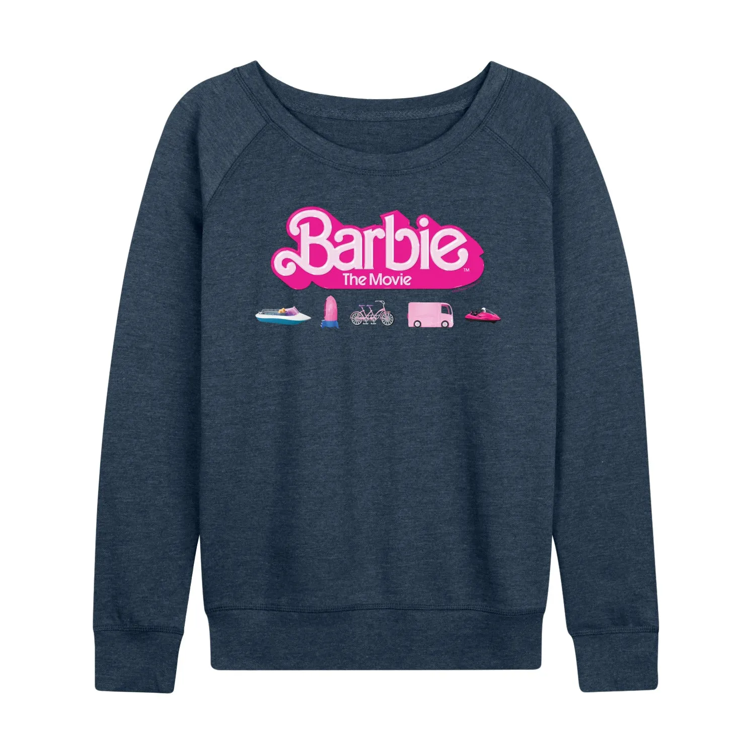 Barbie the Movie - Barbie Transportaion Vehicles - Women's Lightweight French Terry Long Sleeve Shirt sold by Zulily