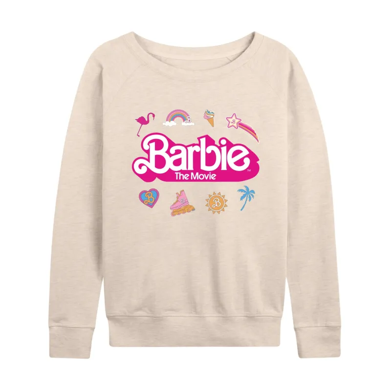 Barbie the Movie - Movie Logo Icons - Women's Lightweight French Terry Long Sleeve Shirt sold by Zulily