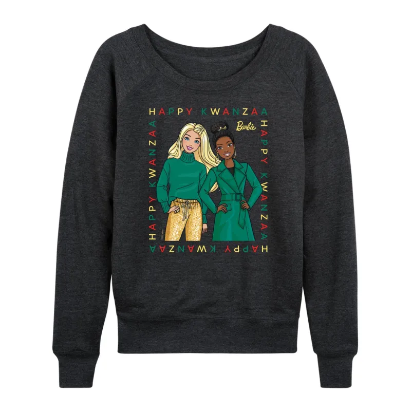 Barbie - Happy Holiday's Frame - Women's Lightweight French Terry Long Sleeve Shirt sold by Zulily