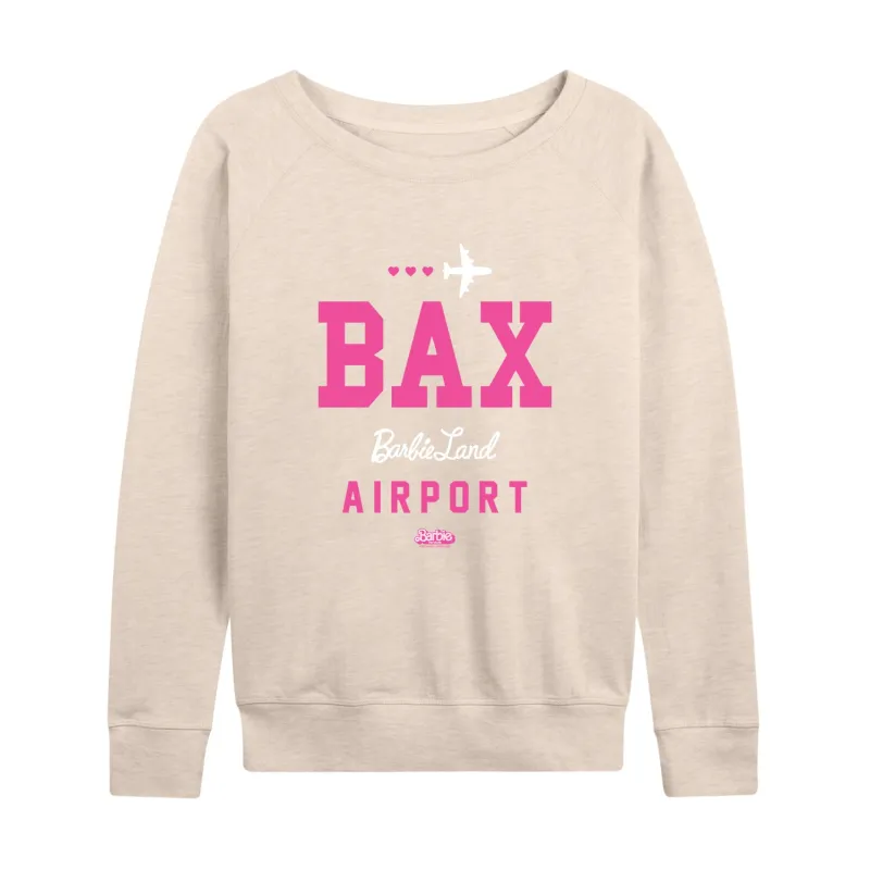 Barbie the Movie - BAK - Barbie Land Airport - Women's Lightweight French Terry Long Sleeve Shirt sold by Zulily
