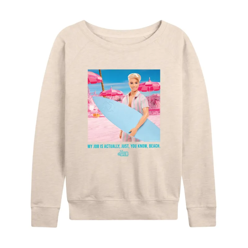Barbie The Movie - Ken My Job Is Beach - Women's Lightweight French Terry Long Sleeve Shirt sold by Zulily