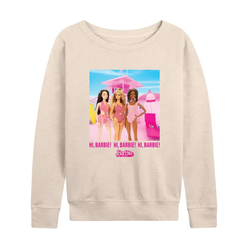 Barbie The Movie - Hi Barbie Beach - Women's Lightweight French Terry Long Sleeve Shirt sold by Zulily