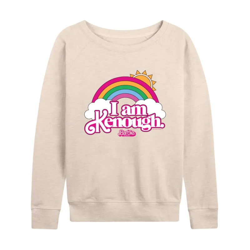 Barbie The Movie - I Am Kenough Rainbow Clouds - Women's Lightweight French Terry Long Sleeve Shirt sold by Zulily