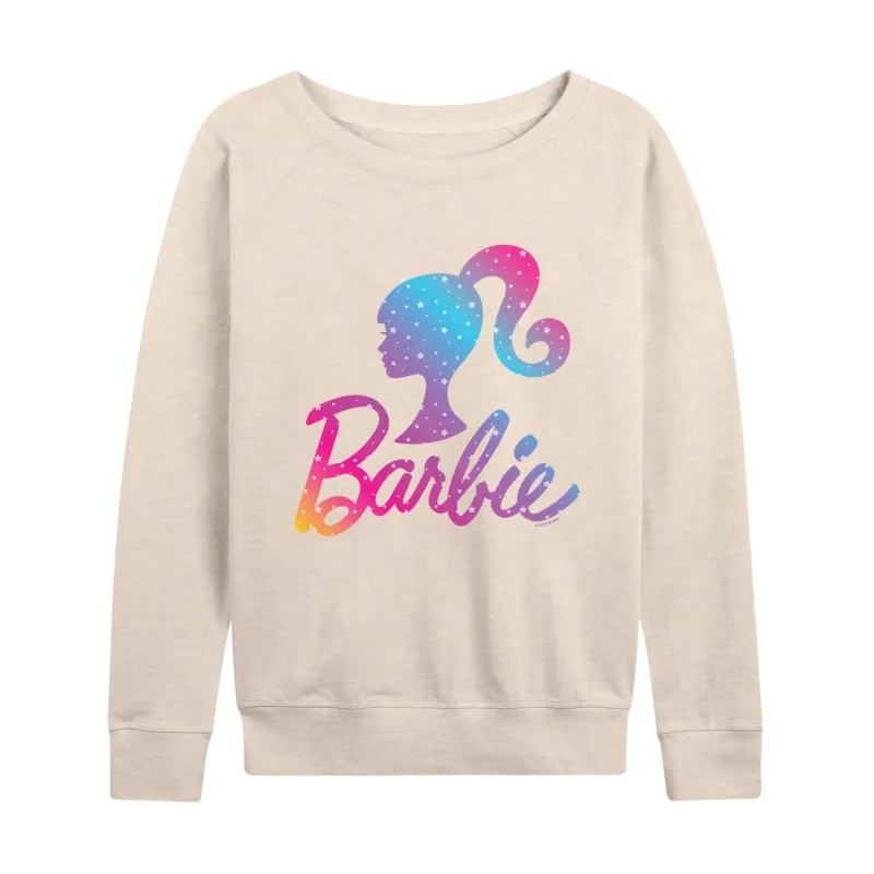 Barbie - Holidays & Christmas - Ombre Iconic Logo - Women's Lightweight French Terry Long Sleeve Shirt sold by Zulily