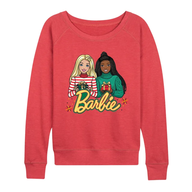Barbie - Winter Holiday Friends - Women's Lightweight French Terry Long Sleeve Shirt sold by Zulily