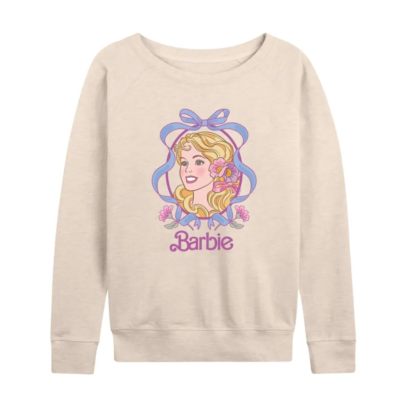 Barbie - Portrait Floral Coquette Bow - Women's French Terry Long Sleeve Shirt sold by Zulily