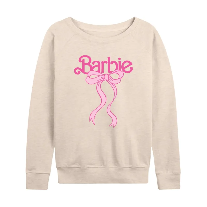 Barbie - Logo Coquette Bow - Women's French Terry Long Sleeve Shirt sold by Zulily