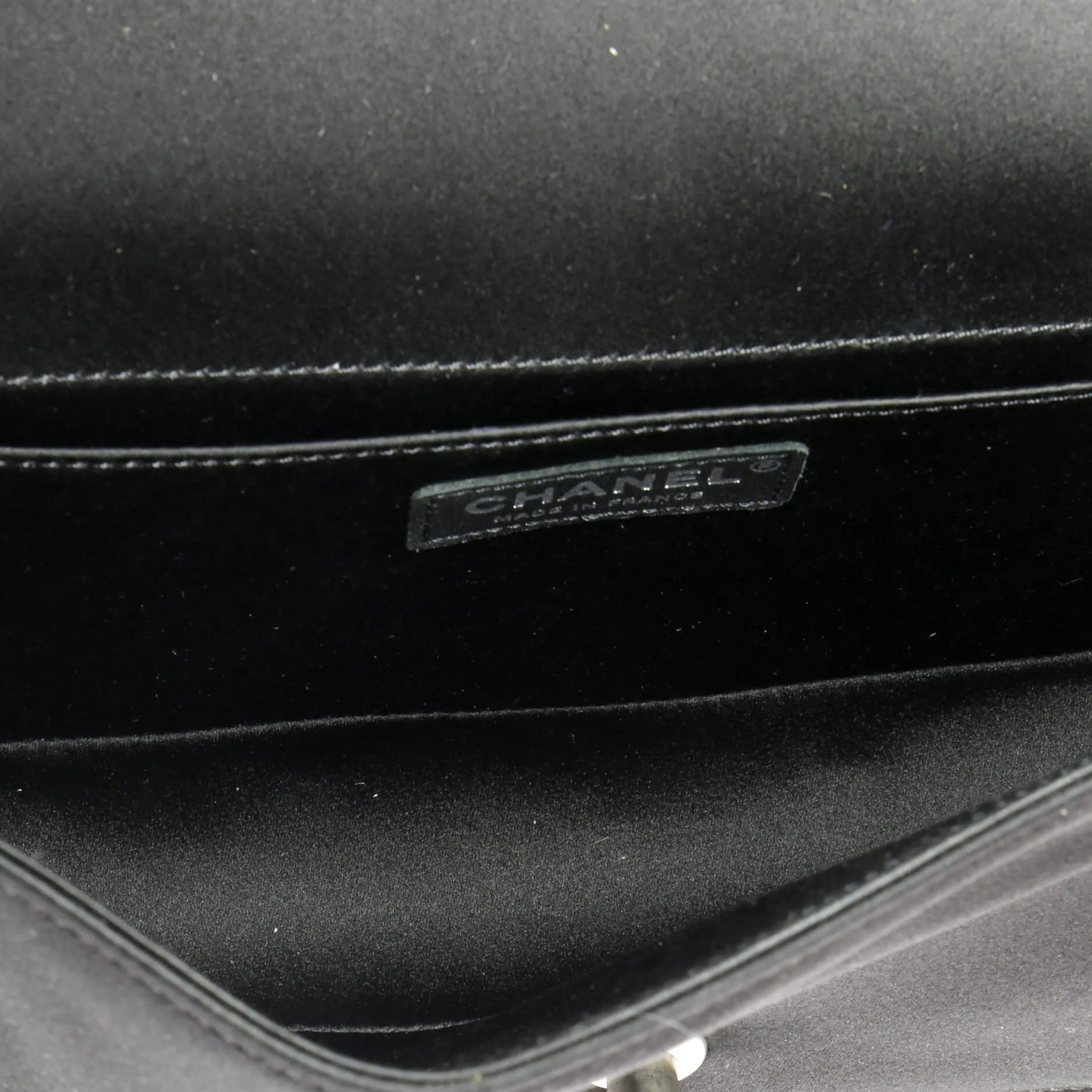 Pre-Loved Chanel Boy Flap Bag Pearl Embellished Satin Old Medium sold by Zulily product image thumbnail 5