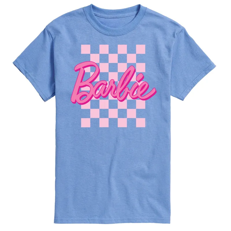Barbie - Checkered Logo - Men's Short Sleeve Graphic T-Shirt sold by Zulily