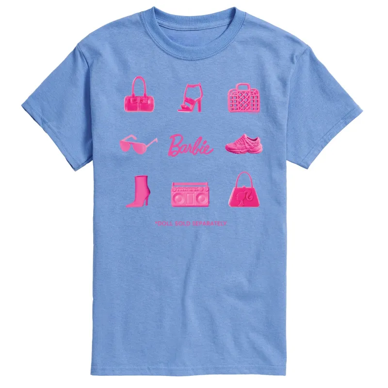 Barbie - Iconic Purse, Shoes, Sunglasses, & Boombox - Doll Sold Separately - Men's Short Sleeve Graphic T-Shirt sold by Zulily