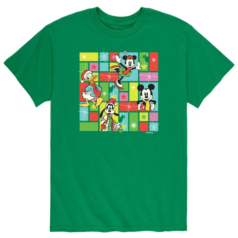 Mickey & Friends - Christmas Grid- Men's Short Sleeve Graphic T-Shirt sold by Zulily