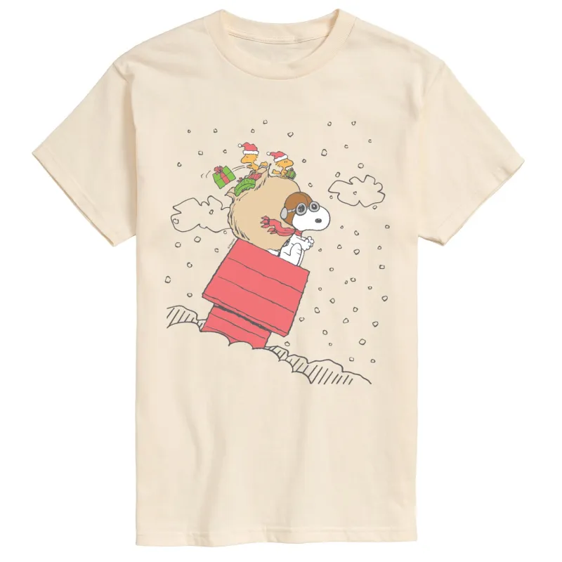 Peanuts - Snoopy House Sled - Men's Short Sleeve Graphic T-Shirt sold by Zulily