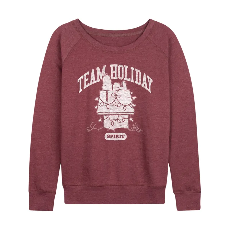 Peanuts - Snoopy Team Holiday Spirit - Women's French Terry Long Sleeve Pullover sold by Zulily