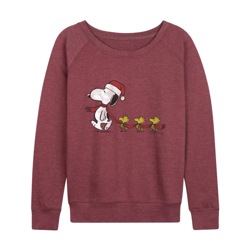 Peanuts - Christmas Snoopy & Woodstock - Women's French Terry Long Sleeve Pullover sold by Zulily