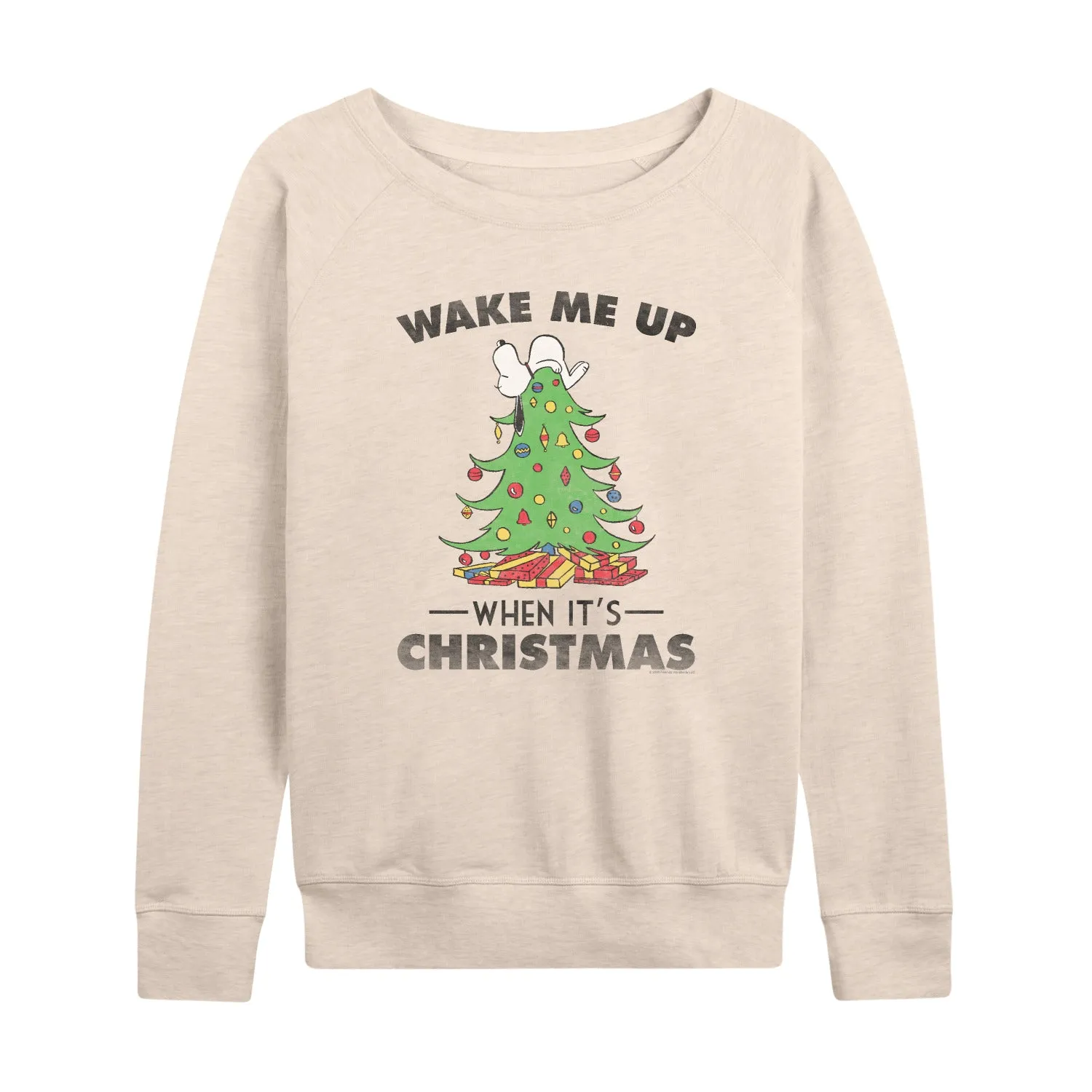 Peanuts - Snoopy Wake Me Up Christmas - Women's French Terry Long Sleeve Pullover sold by Zulily