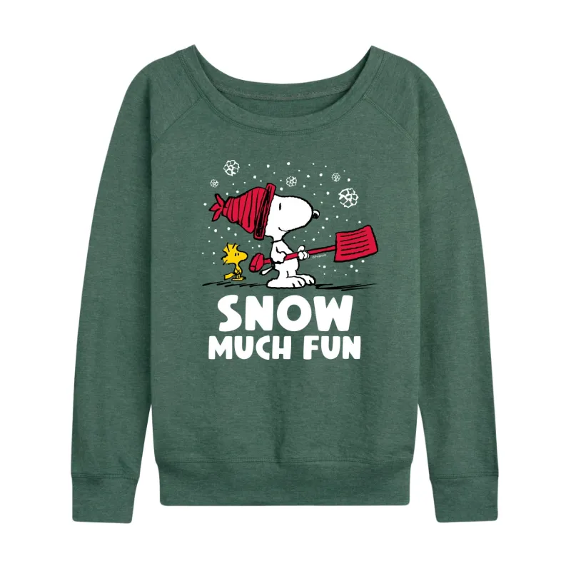 Peanuts - Snow Much Fun - Women's French Terry Long Sleeve Pullover sold by Zulily