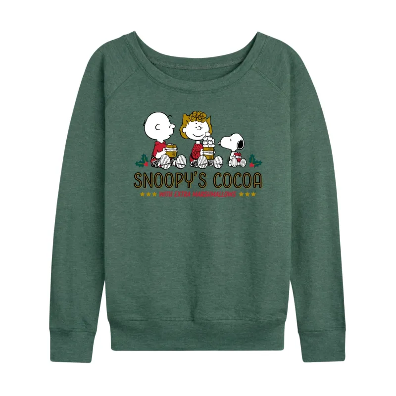 Peanuts - Snoopys Cocoa - Women's French Terry Long Sleeve Pullover sold by Zulily