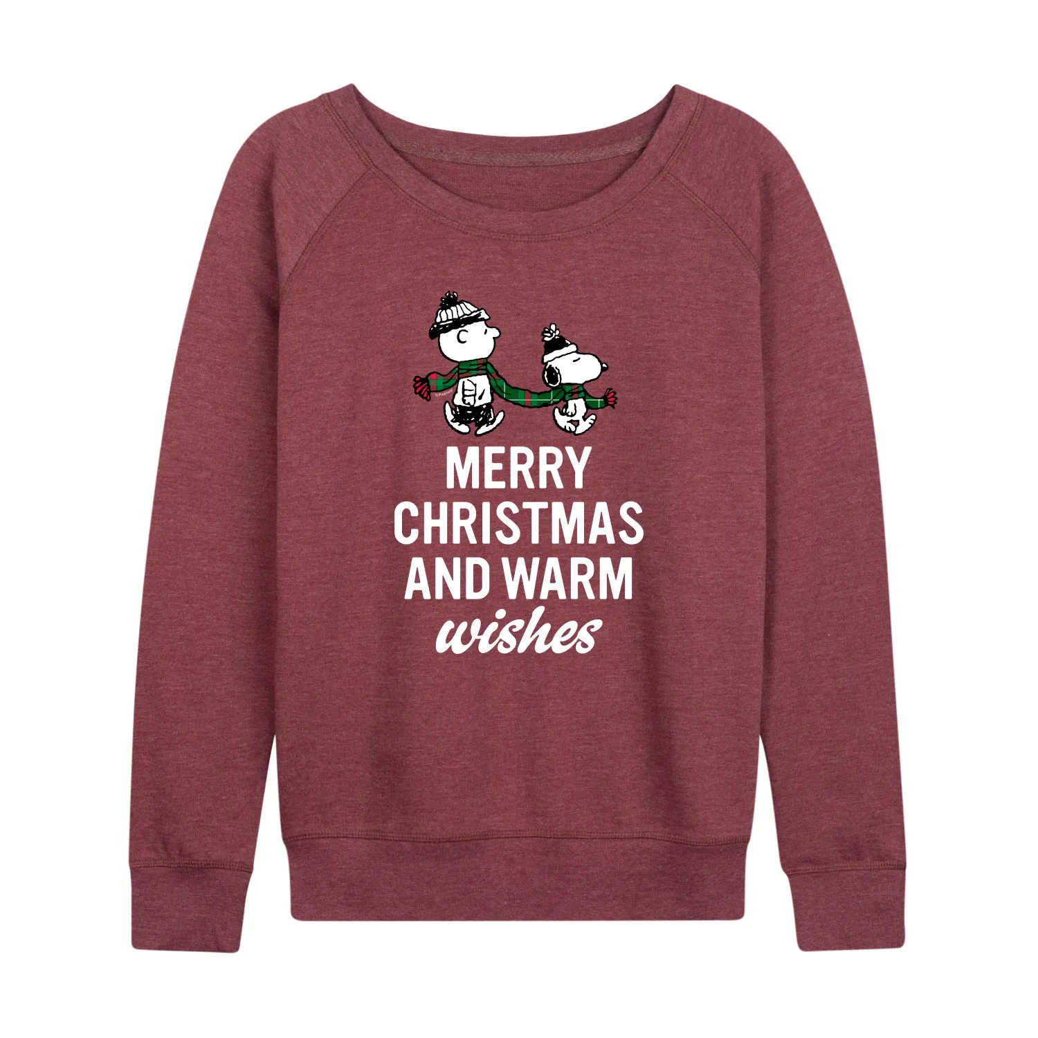 Peanuts - Merry Xmas Warm Wishes - Women's French Terry Long Sleeve Pullover sold by Zulily