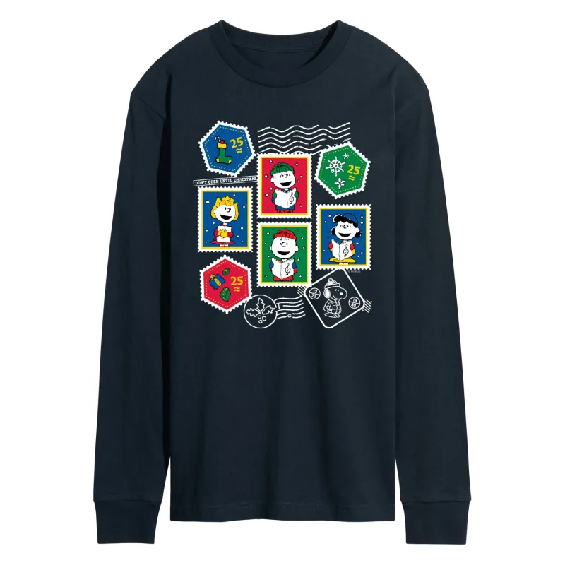 Peanuts - Peanuts Christmas Stamps - Men's Long Sleeve Graphic T-Shirt sold by Zulily