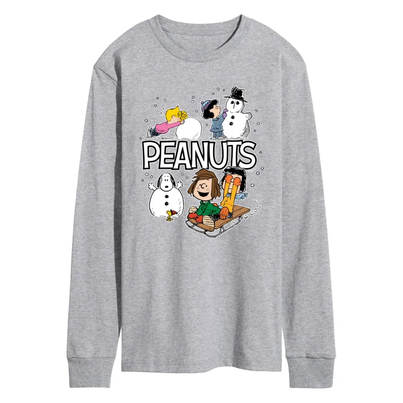 Peanuts - Peanuts Winter Stickers - Men's Long Sleeve Graphic T-Shirt sold by Zulily