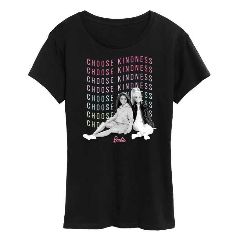 Barbie - Choose Kindness - Relaxed Barbie & Friend - Women's Short Sleeve Graphic T-Shirt sold by Zulily