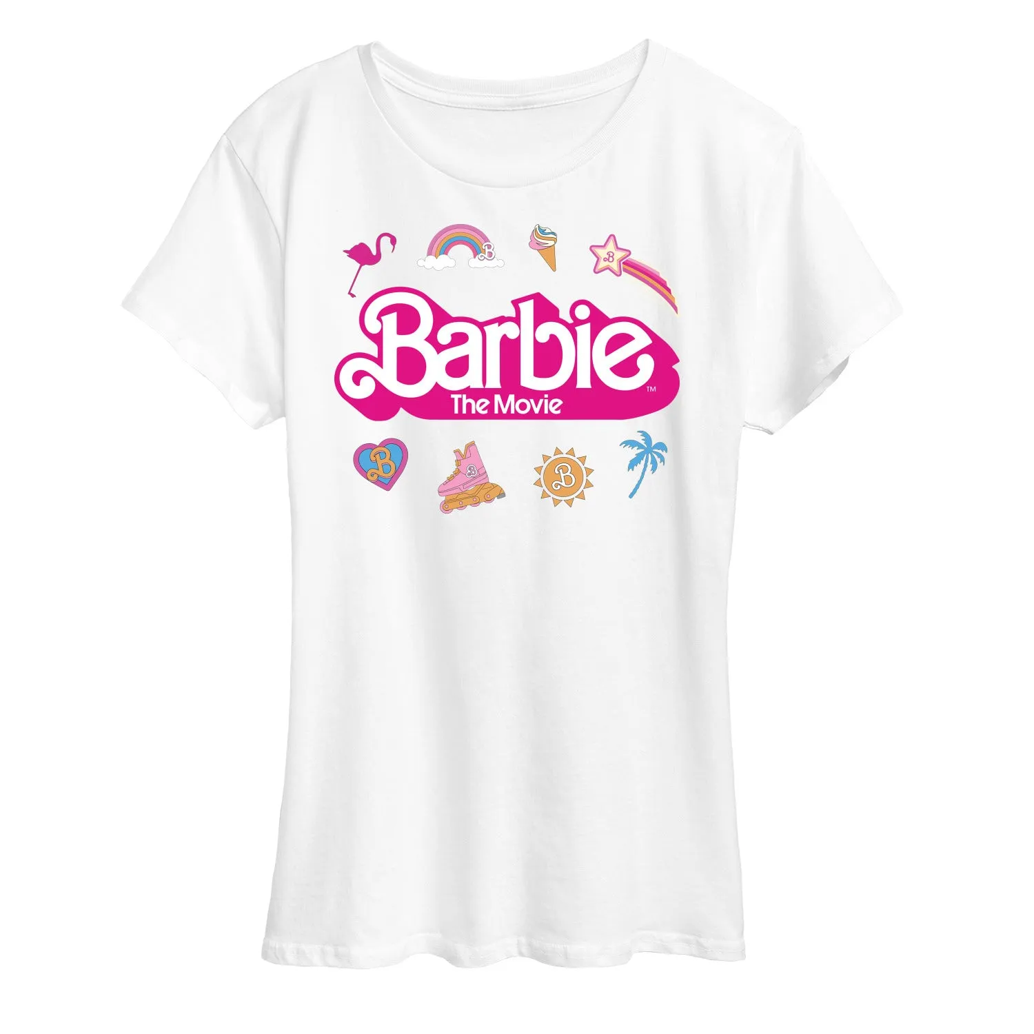 Barbie the Movie - Movie Logo Icons - Women's Short Sleeve Graphic T-Shirt sold by Zulily product image thumbnail 4