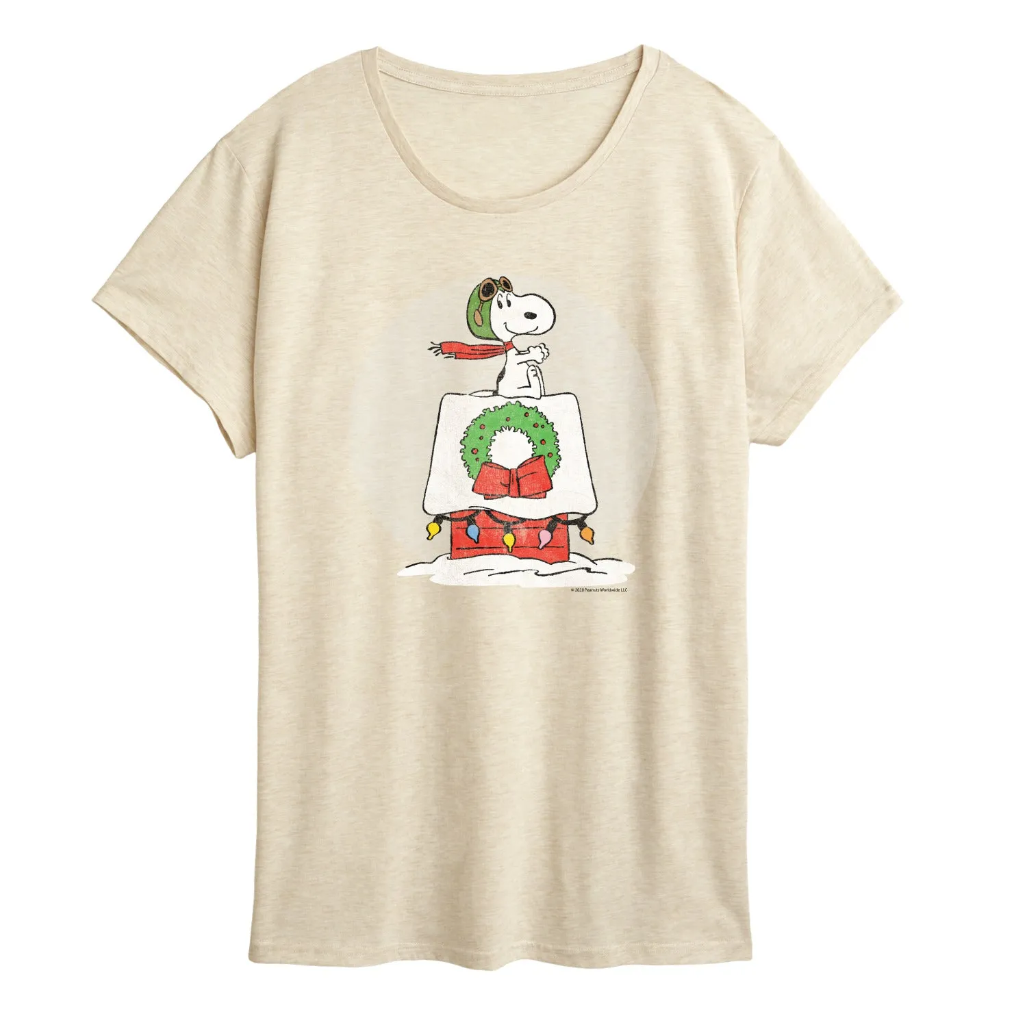 Peanuts - Snoopy Christmas House - Women's Short Sleeve Graphic T-Shirt sold by Zulily