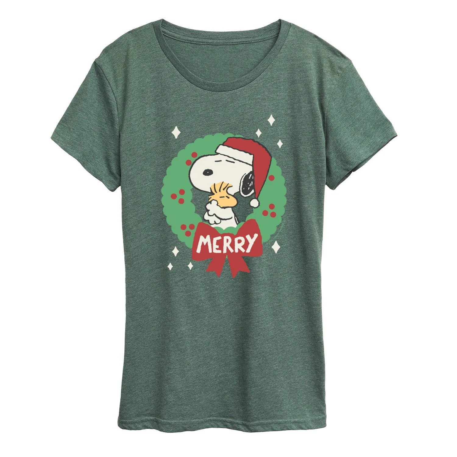 Peanuts - Merry Christmas Snoopy - Women's Short Sleeve Graphic T-Shirt sold by Zulily product image thumbnail 4