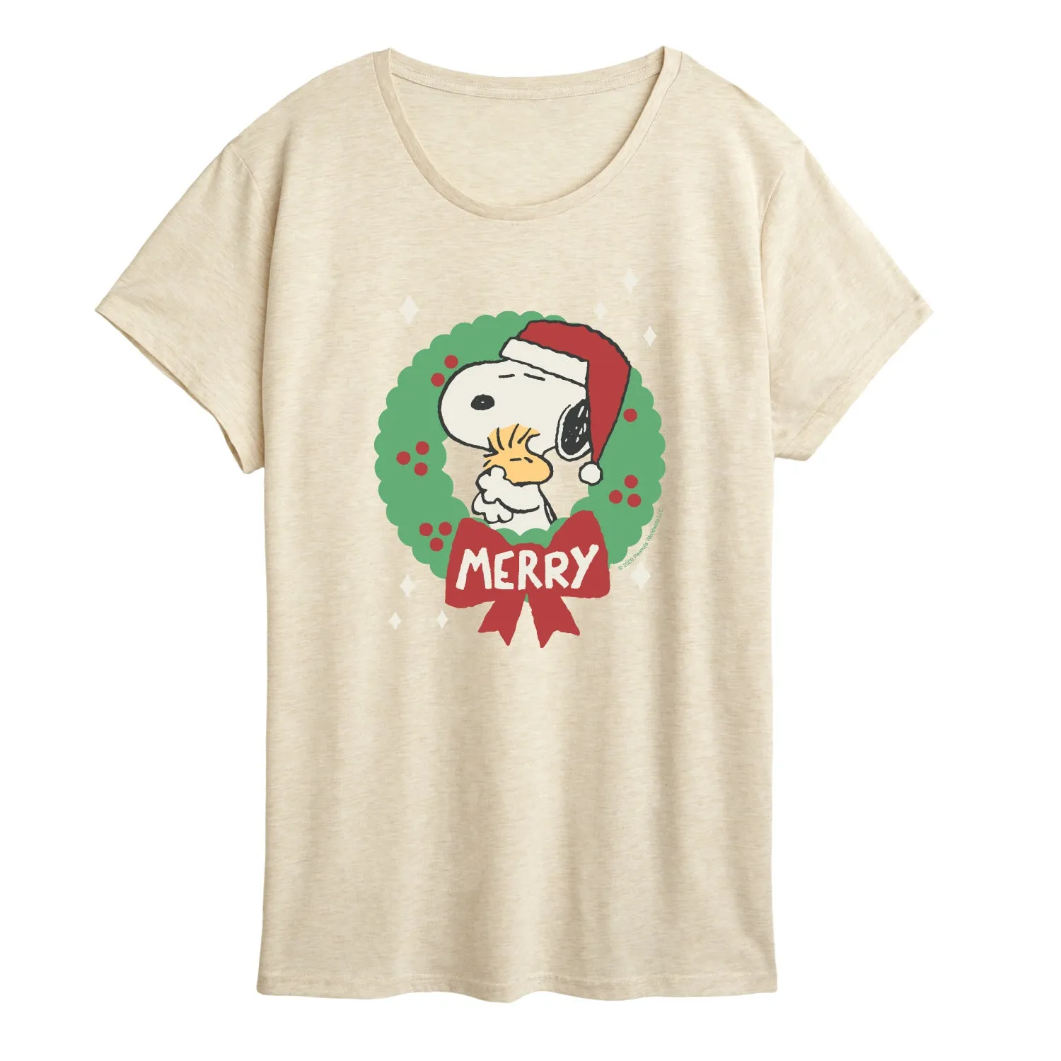 Peanuts - Merry Christmas Snoopy - Women's Short Sleeve Graphic T-Shirt sold by Zulily