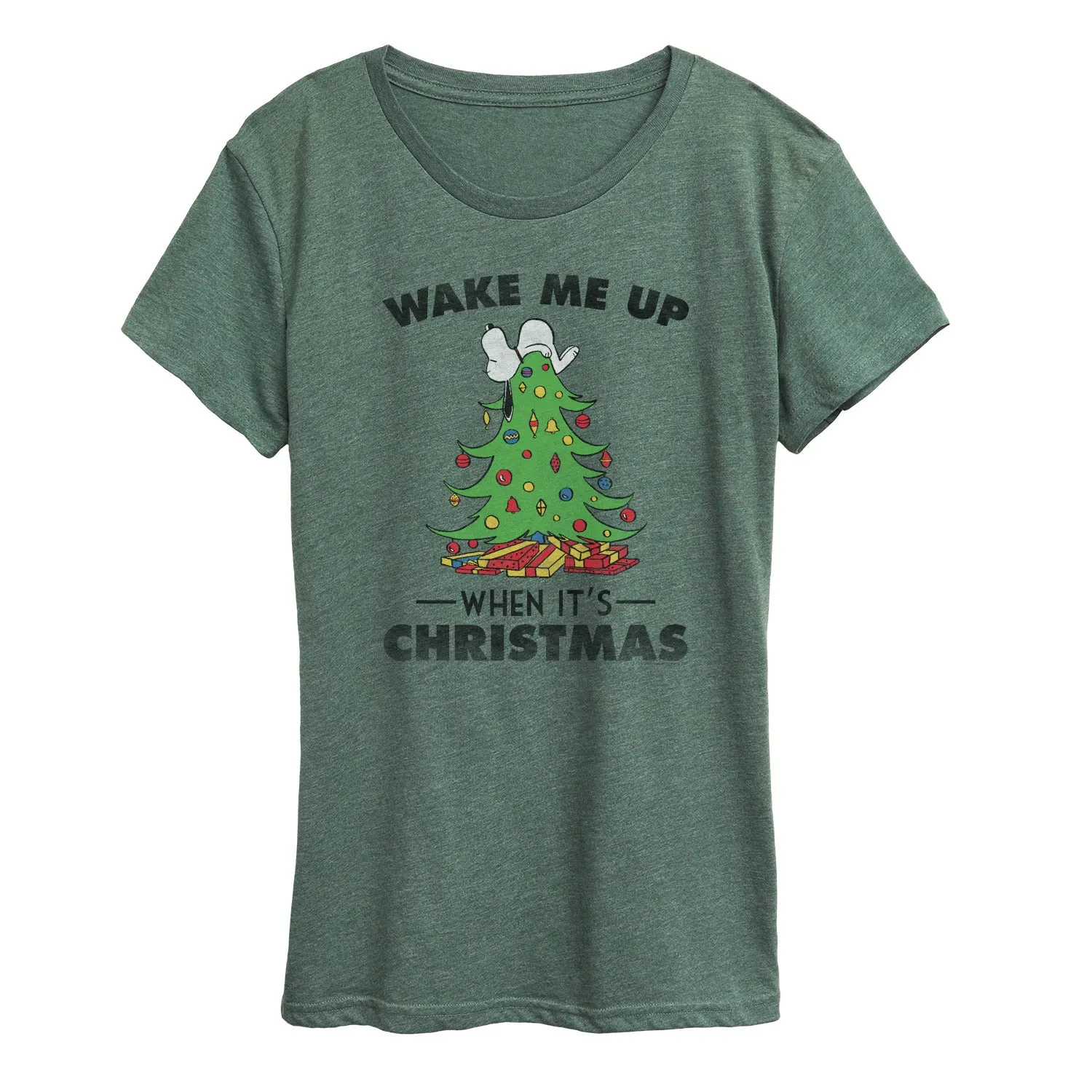 Peanuts - Snoopy Wake Me Up Christmas - Women's Short Sleeve Graphic T-Shirt sold by Zulily product image thumbnail 4