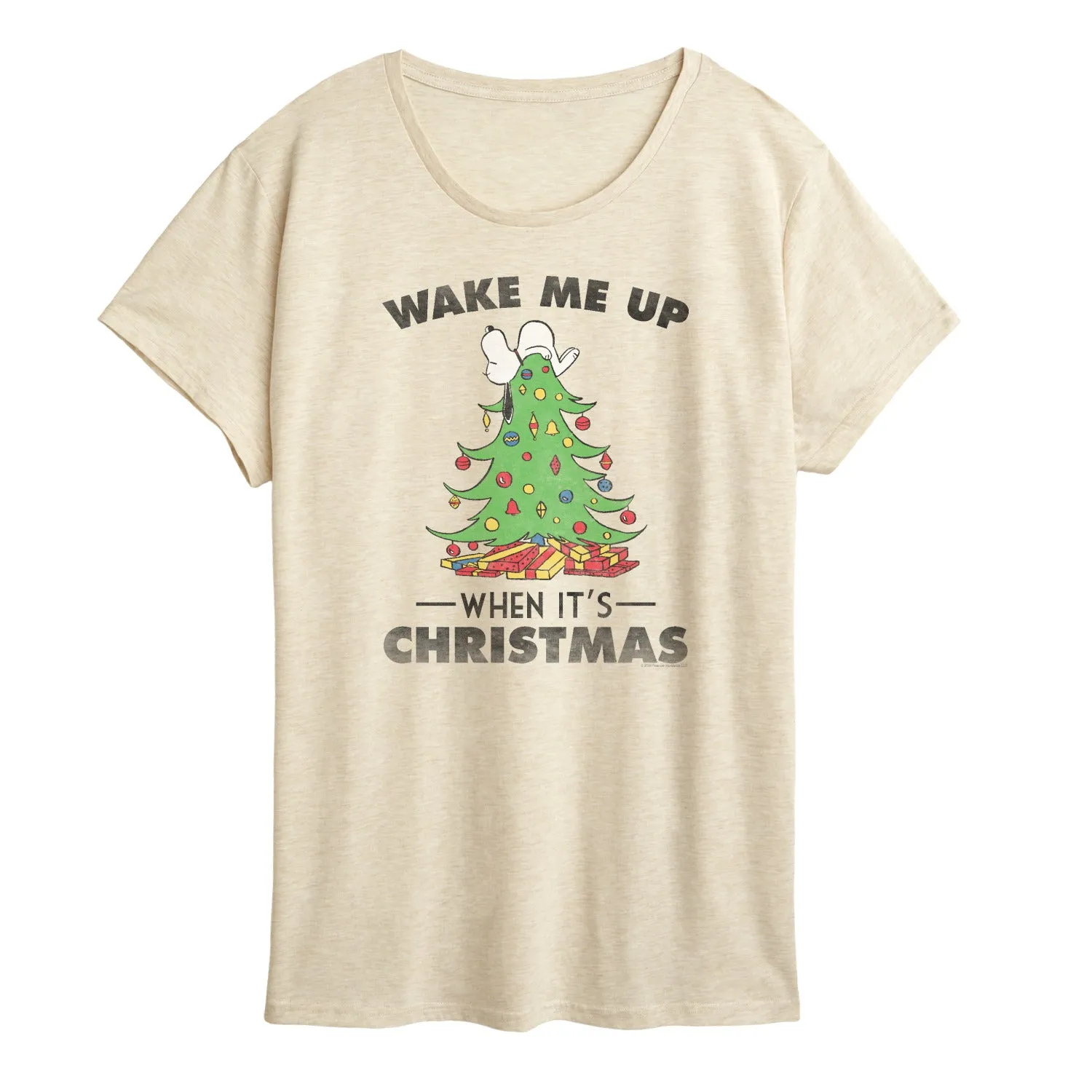 Peanuts - Snoopy Wake Me Up Christmas - Women's Short Sleeve Graphic T-Shirt sold by Zulily