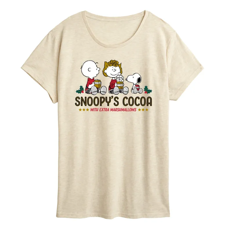 Peanuts - Snoopys Cocoa - Women's Short Sleeve Graphic T-Shirt sold by Zulily