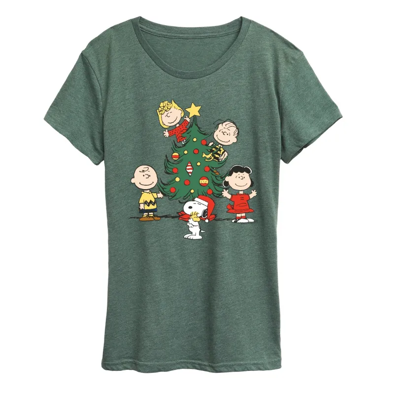 Peanuts - Peanuts Christmas Tree - Women's Short Sleeve Graphic T-Shirt sold by Zulily