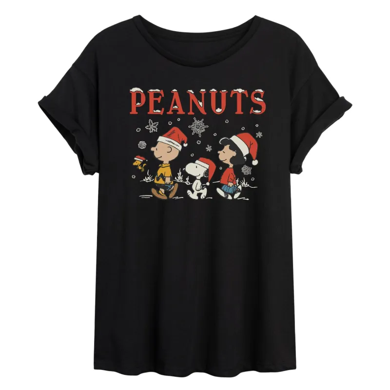 Peanuts - Snowflakes - Womens Oversized Graphic T-Shirt sold by Zulily