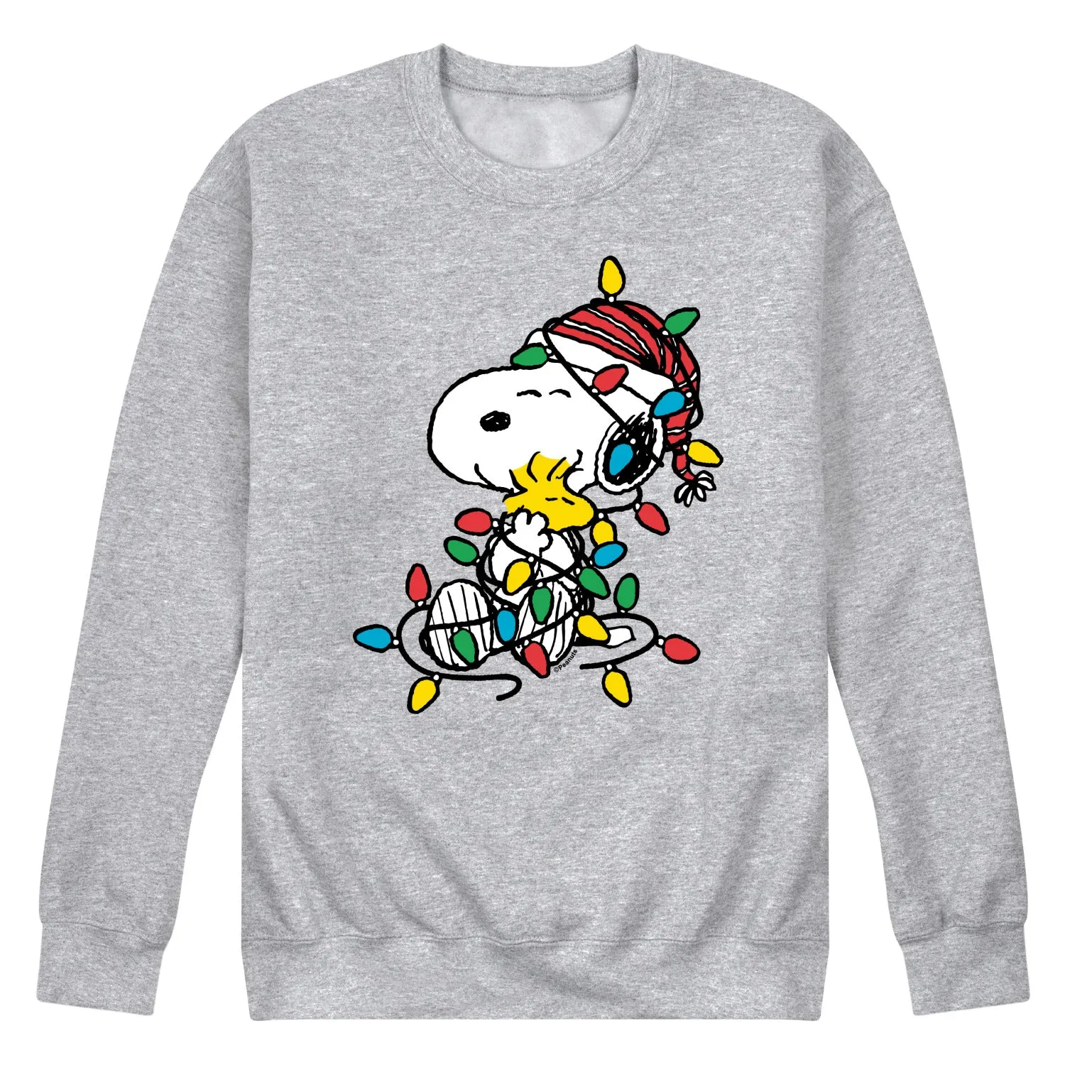 Peanuts - Snoopy Woodstock Christmas Lights - Men's Crew Fleece Sweatshirt sold by Zulily