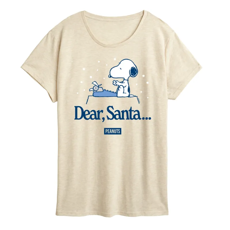 Peanuts - Snoopy Dear Santa - Women's Short Sleeve Graphic T-Shirt made by Peanuts